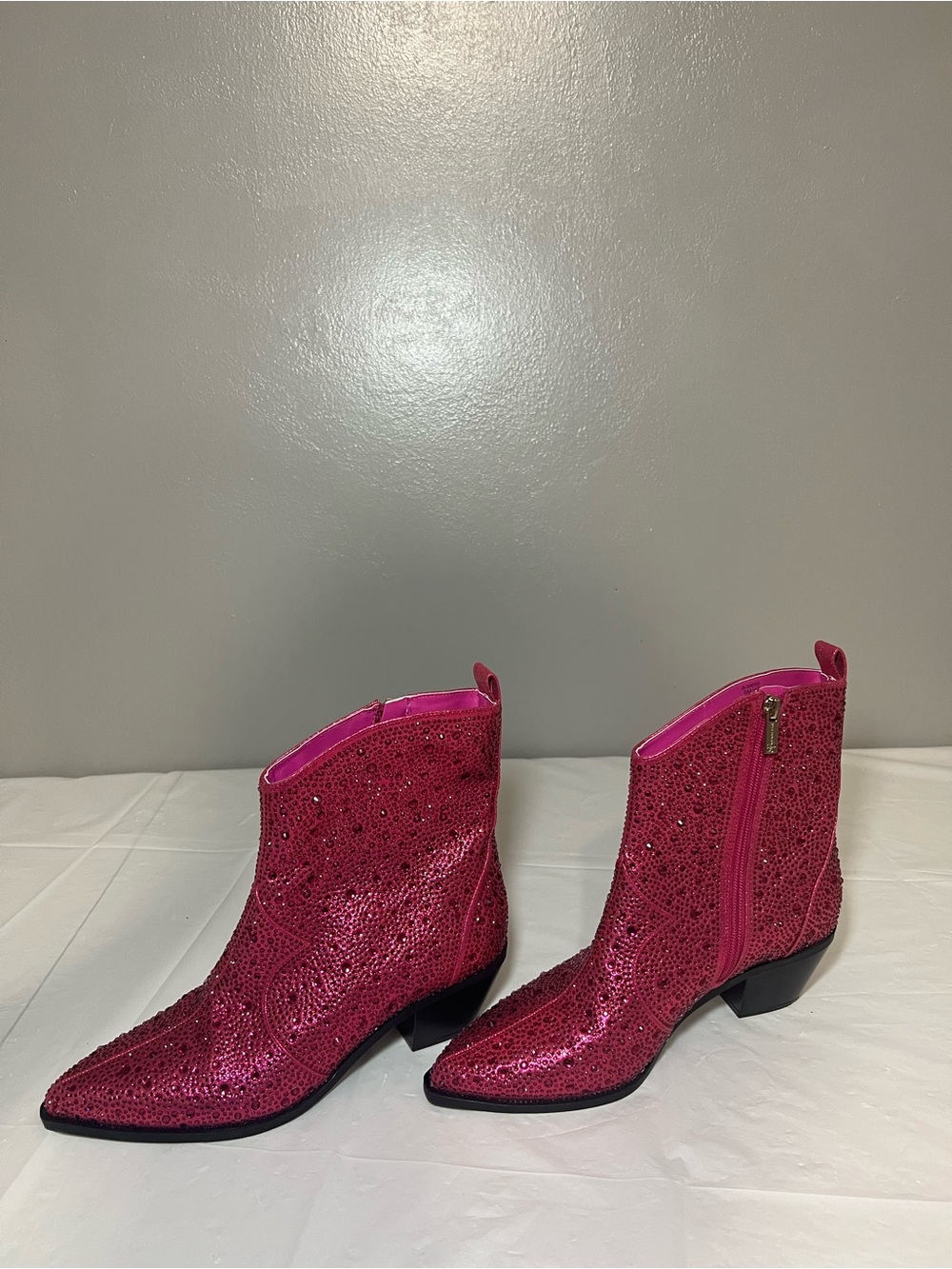 Jessica Simpson Oviedo Fuchsia Shimmer Fabric Rhinestone Western Boot 9M